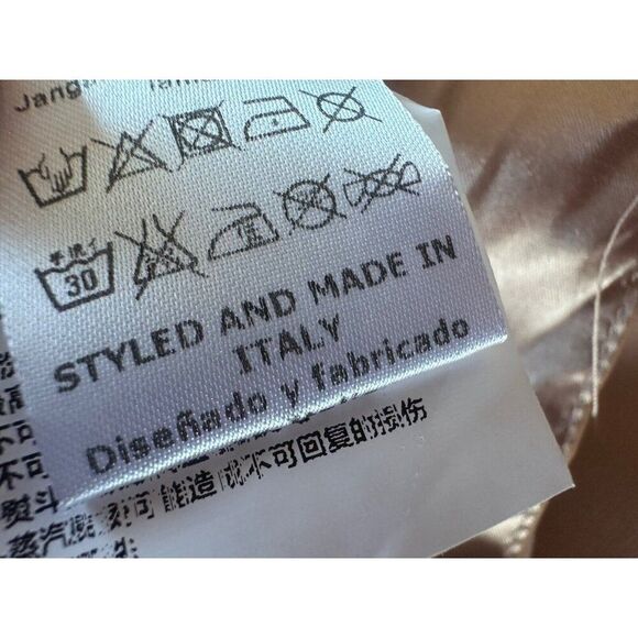 Elisabetta Franchi V-Neck Mini Dress in Beige Women's Size 38 Made in Italy - Picture 7 of 10